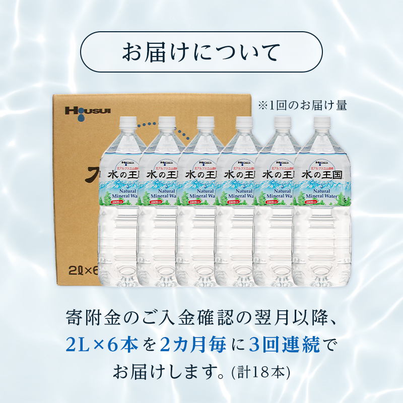 水の王国（ナチュラルミネラルウォーター）（2L×6本）を2ヶ月毎に1回　計3回お届け 富山県 立山町 F6T-050