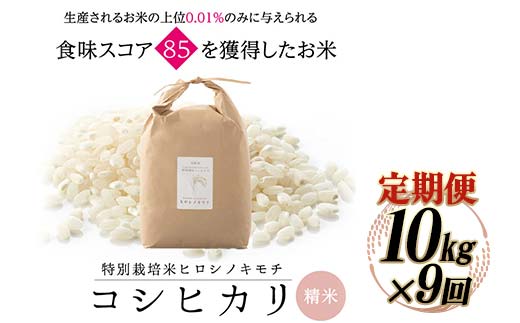 《先行予約》【9回定期】特別栽培米 コシヒカリ ヒロシノキモチ 精米 10kg 総計90kg ブランド米 銘柄米 国産 米 お米 日本米 ギフト 贈り物 備蓄 防災 食品 陽咲玲 はるざれ F6T-886