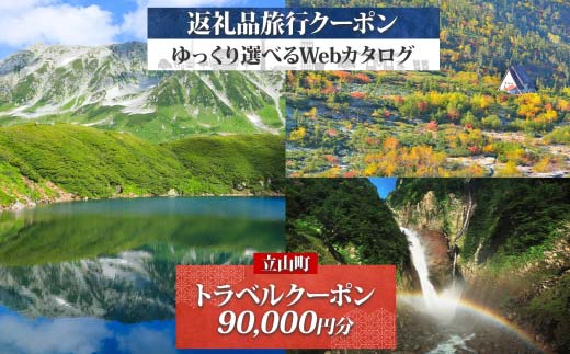 富山県 立山町 旅行クーポン 90,000 円分 キャンプ 体験 登山 観光 旅行 ホテル 旅館 老舗 高級 トラベル チケット 家族 カップル 宿泊 予約 おすすめ 父の日 母の日 旅行券 宿泊券  F6T-787