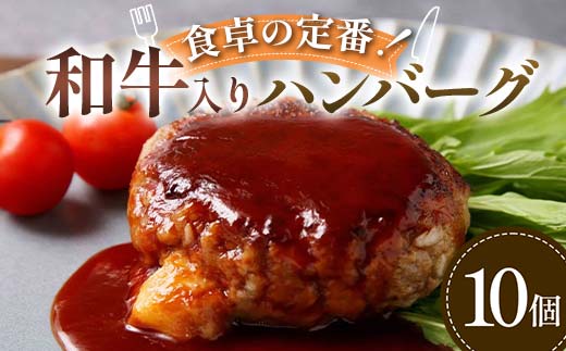 食卓の定番！和牛入りハンバーグ 10個 豚肉 和牛 定番 ジューシー 肉汁 手軽  メインディッシュ ジュワッ お子さま 大人 シンプル 飽きない  F6T-593