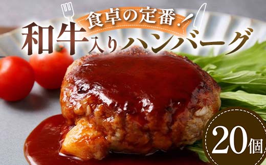 食卓の定番！和牛入りハンバーグ 20個 豚肉 和牛 定番 ジューシー 肉汁 手軽  メインディッシュ ジュワッ お子さま 大人 シンプル 飽きない  F6T-595