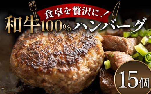食卓を贅沢に！和牛100％ハンバーグ 15個 牛肉 100％ フライパン 焼くだけ 濃厚 簡単 香ばしい 肉汁 ジューシー 脂 甘み 赤身 コク ご飯 おかず パン メインディッシュ  F6T-602