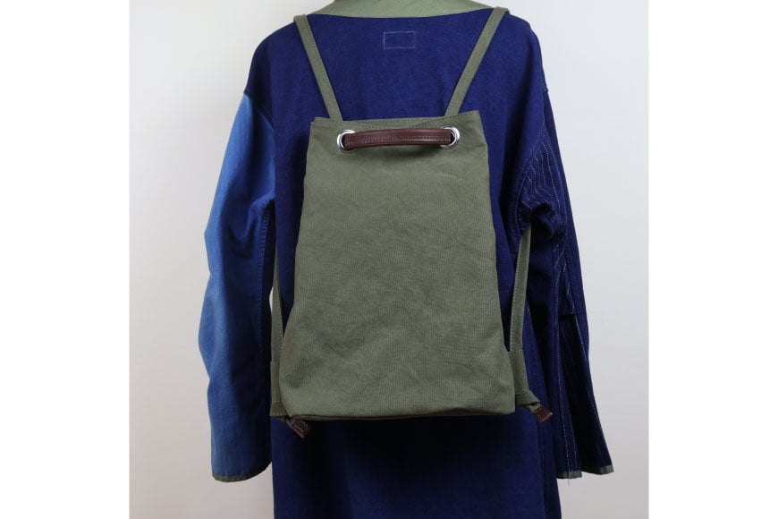 リュック アーミーグリーン [アトリエSASSA 富山県 朝日町 34310398-ag] リュックサック 大容量 帆布 革 おしゃれ 手作り シンプル レザー