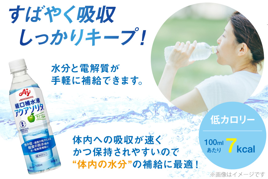 定期便 経口補水液 アクアソリタ(R)　500mL 24本入 3回 計 72本 [アールネクスト 富山県 朝日町 34310504] ドリンク 水分補給 スポーツ飲料 スポーツドリンク 熱中症対策 暑さ対策 ペットボトル まとめ買い 味の素