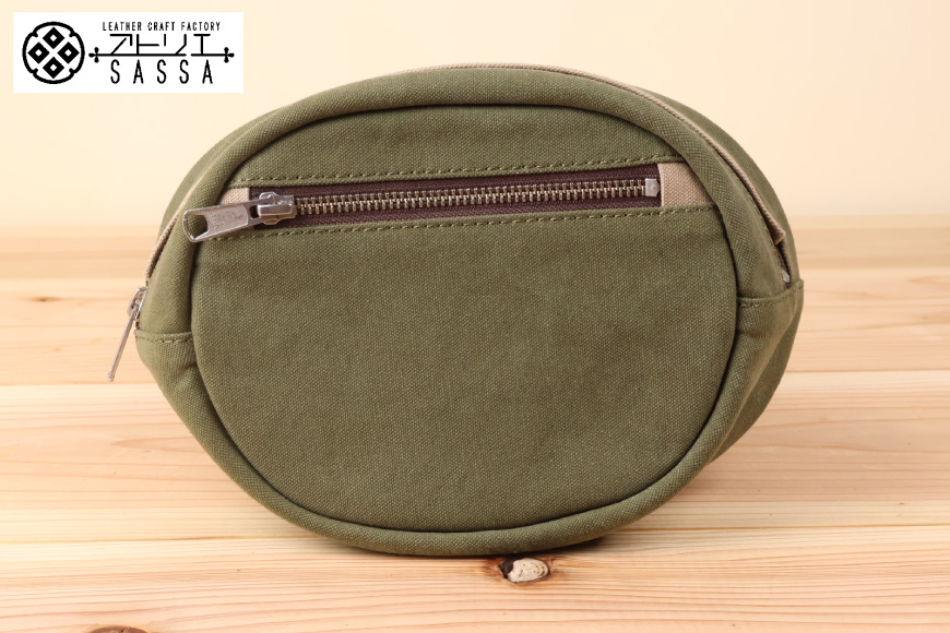 ボディバッグ エッグ [アトリエSASSA 富山県 朝日町 34310572-ag×gb] ボディバッグ 鞄 かばん カバン 帆布 革 おしゃれ 手作り シンプル レザー