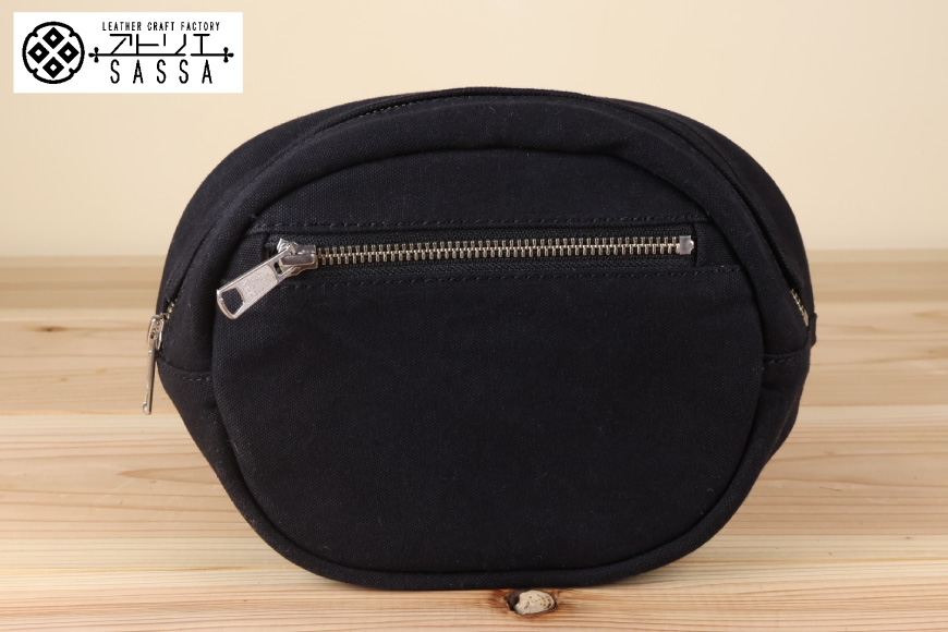 ボディバッグ エッグ [アトリエSASSA 富山県 朝日町 34310572-bk] ボディバッグ 鞄 かばん カバン 帆布 革 おしゃれ 手作り シンプル レザー