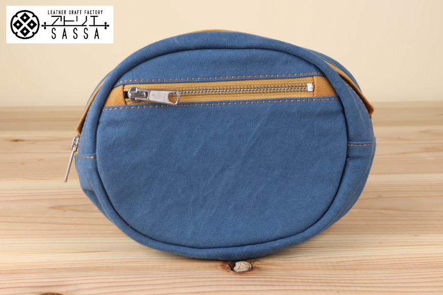 ボディバッグ エッグ [アトリエSASSA 富山県 朝日町 34310572-bl×cm] ボディバッグ 鞄 かばん カバン 帆布 革 おしゃれ 手作り シンプル レザー