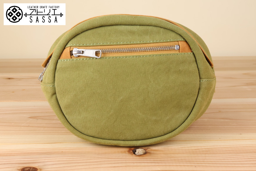 ボディバッグ エッグ [アトリエSASSA 富山県 朝日町 34310572-lk×cm] ボディバッグ 鞄 かばん カバン 帆布 革 おしゃれ 手作り シンプル レザー