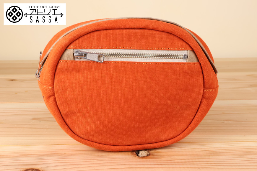 ボディバッグ エッグ [アトリエSASSA 富山県 朝日町 34310572-or×gb] ボディバッグ 鞄 かばん カバン 帆布 革 おしゃれ 手作り シンプル レザー