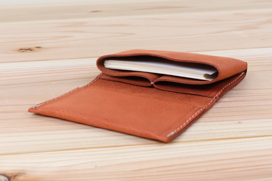 名刺入れ [アトリエSASSA 富山県 朝日町 34310573-or] 名刺 めいし 名刺入 カードケース 革 牛革 国産 レザー手作り カードホルダー シンプル