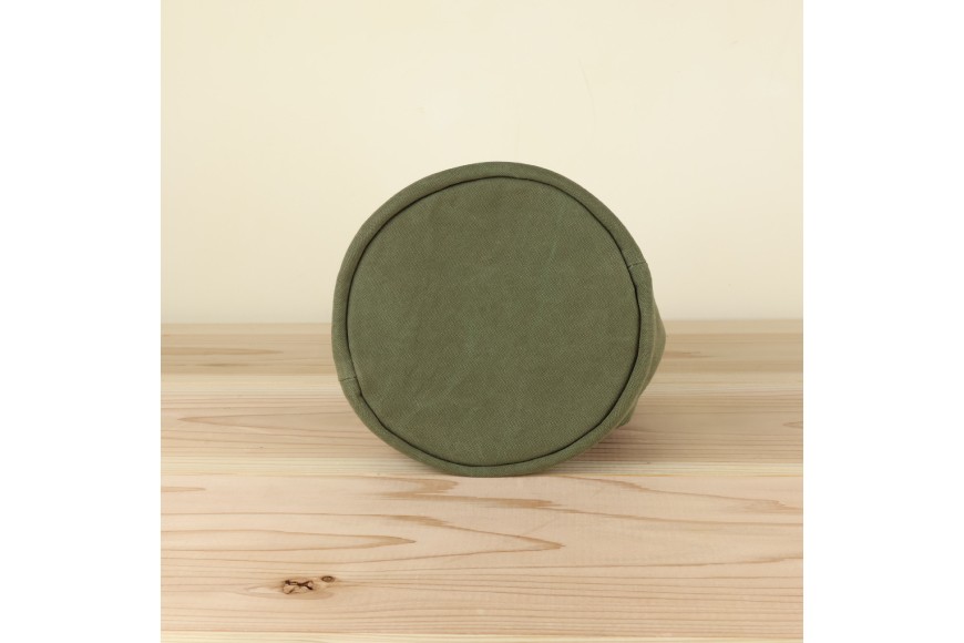 丸底の巾着バッグ　L　アーミーグリーン / アトリエSASSA / 富山県 朝日町 [34310188]
