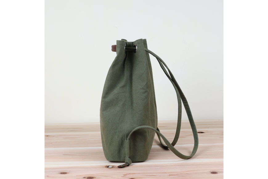 リュック アーミーグリーン [アトリエSASSA 富山県 朝日町 34310398-ag] リュックサック 大容量 帆布 革 おしゃれ 手作り シンプル レザー