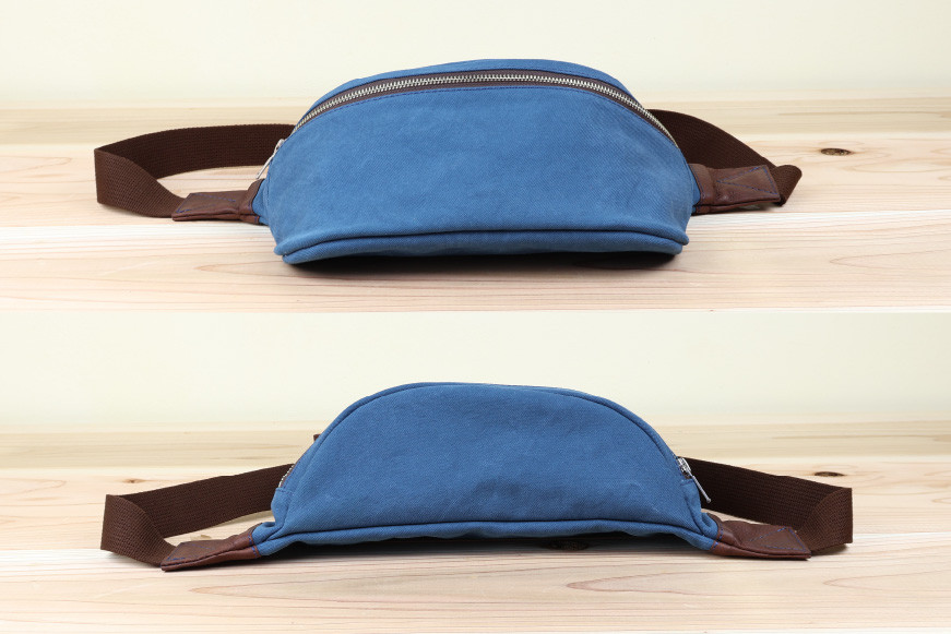 フェスバッグ ブルー / アトリエSASSA / 富山県 朝日町 [34310161] バッグ シンプル ヴィンテージ ボディバッグ 斜めがけ 革 レザー 帆布