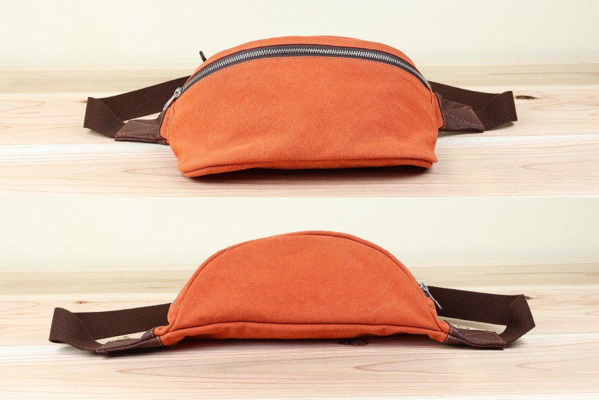 フェスバッグ オレンジ / アトリエSASSA / 富山県 朝日町 [34310165] バッグ シンプル ヴィンテージ ボディバッグ 斜めがけ 革 レザー 帆布