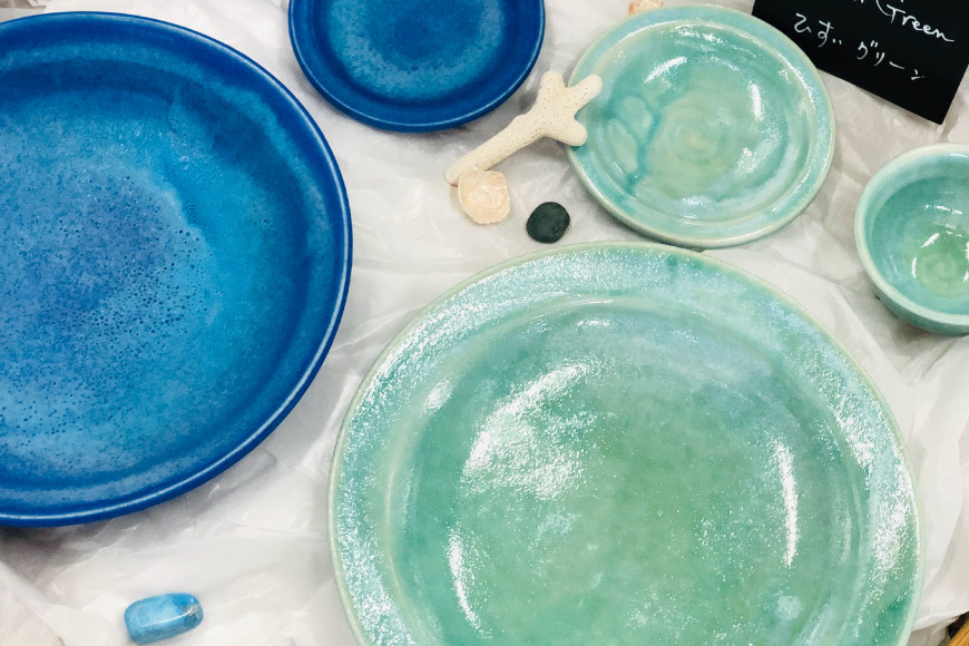 あさひのうつわ　3点セット　海の色（Asahi Blue） / 赤川焼 / 富山県 朝日町 [34310234]