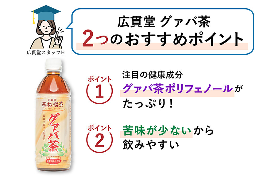 お茶 グァバ茶 500ml 24本 1ケース [広貫堂 富山県 朝日町 34310389] グアバ ノンカフェイン カロリーゼロ 健康茶 ケース 箱 まとめ買い リピート 黒部名水  500ml