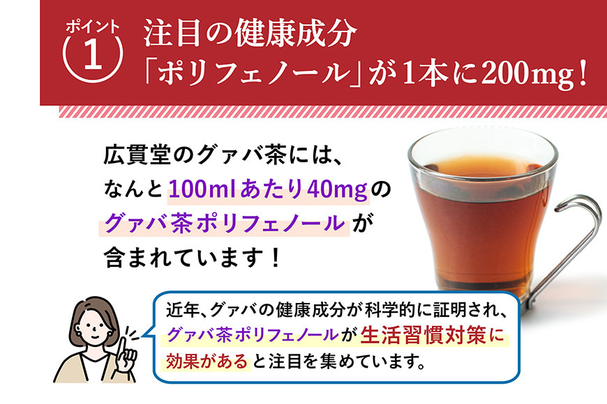 お茶 グァバ茶 500ml 24本 × 2ケース 計48本 [広貫堂 富山県 朝日町 34310388]　グアバ ノンカフェイン カロリーゼロ 健康茶 ケース 箱 まとめ買い リピート 黒部名水 48本 500ml