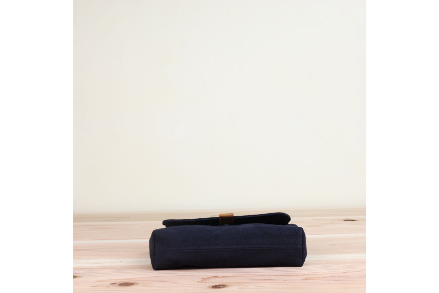 よこポシェット ブラック [アトリエSASSA 富山県 朝日町 34310397-bk] ポシェット 斜めがけ バッグ 長財布 スマホ 帆布 革 おしゃれ 手作り シンプル レザー