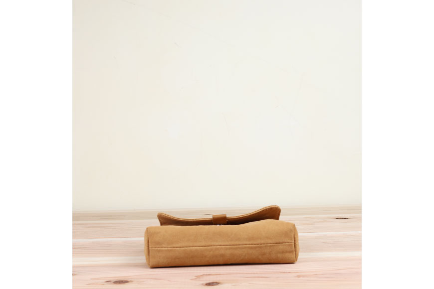 よこポシェット キャメル [アトリエSASSA 富山県 朝日町 34310397-cm] ポシェット 斜めがけ バッグ 長財布 スマホ 帆布 革 おしゃれ 手作り シンプル レザー