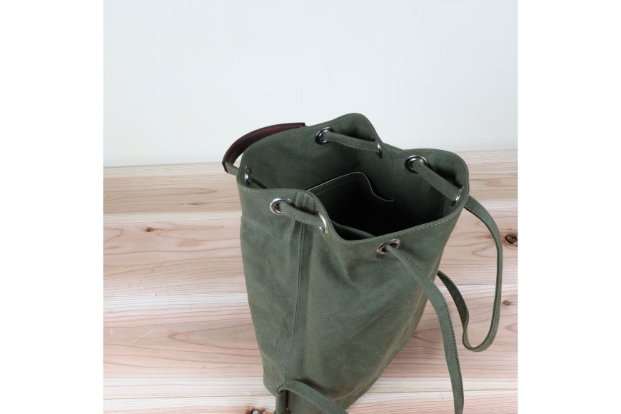 リュック アーミーグリーン [アトリエSASSA 富山県 朝日町 34310398-ag] リュックサック 大容量 帆布 革 おしゃれ 手作り シンプル レザー