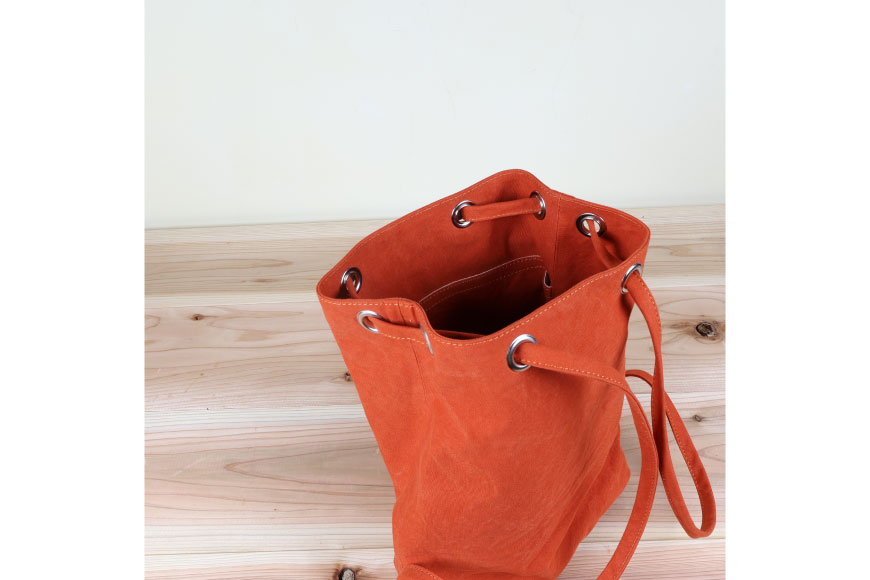 リュック オレンジ [アトリエSASSA 富山県 朝日町 34310398-or] リュックサック 大容量 帆布 革 おしゃれ 手作り シンプル レザー