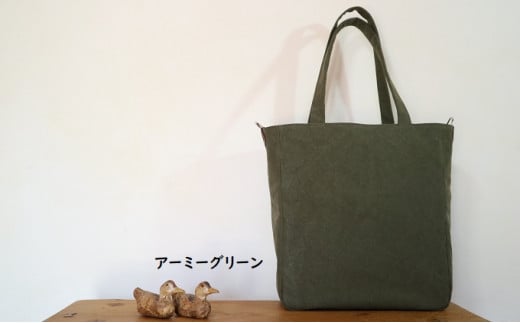 トートバッグ　L アーミーグリーン [アトリエSASSA 富山県 朝日町 34310409] キャンバス 帆布 バッグ 鞄 カバン ビジネス カジュアル お稽古バッグ