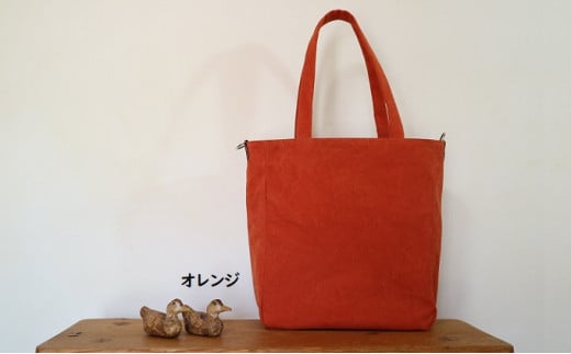 トートバッグ　L オレンジ [アトリエSASSA 富山県 朝日町 34310413] キャンバス 帆布 バッグ 鞄 カバン ビジネス カジュアル お稽古バッグ