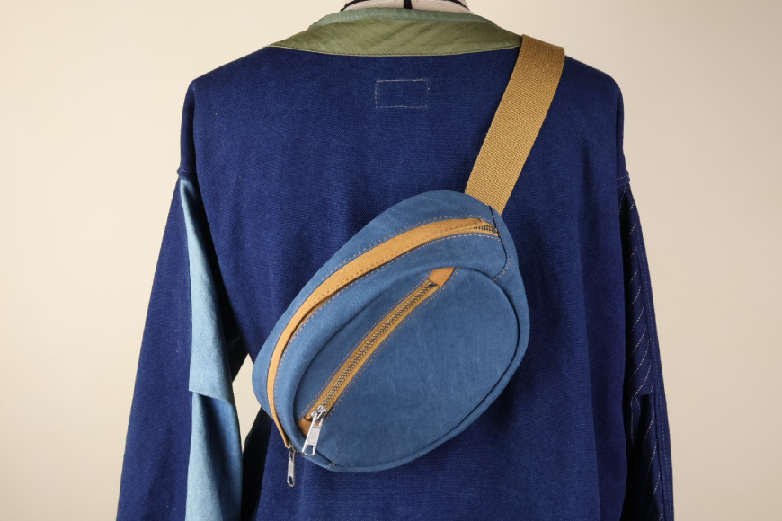 ボディバッグ エッグ [アトリエSASSA 富山県 朝日町 34310572-bl×cm] ボディバッグ 鞄 かばん カバン 帆布 革 おしゃれ 手作り シンプル レザー