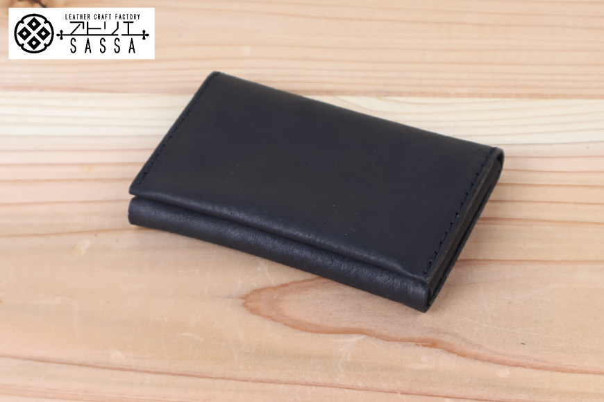 名刺入れ [アトリエSASSA 富山県 朝日町 34310573-bk] 名刺 めいし 名刺入 カードケース 革 牛革 国産 レザー手作り カードホルダー シンプル