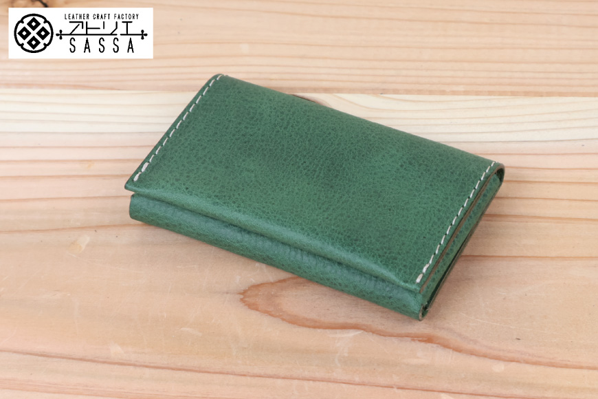 名刺入れ [アトリエSASSA 富山県 朝日町 34310573-gr] 名刺 めいし 名刺入 カードケース 革 牛革 国産 レザー手作り カードホルダー シンプル