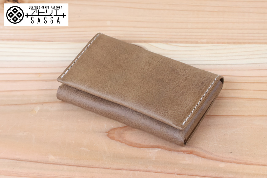 名刺入れ [アトリエSASSA 富山県 朝日町 34310573-gy] 名刺 めいし 名刺入 カードケース 革 牛革 国産 レザー手作り カードホルダー シンプル