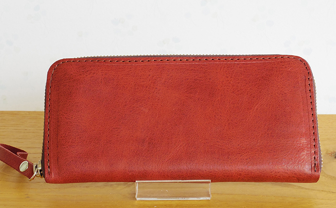 オールレザー長財布　サーモン [アトリエSASSA  富山県 朝日町 34310095] 財布 メンズ レディース 長財布 革 国産 皮革 手作り