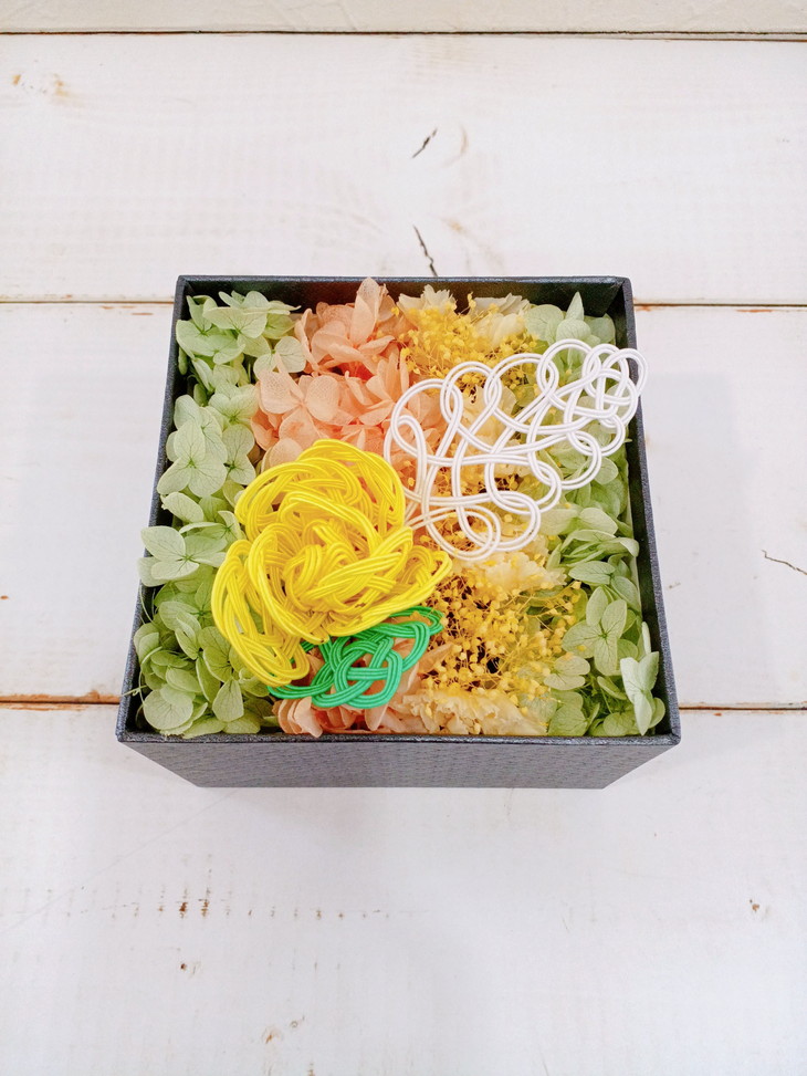 水引BOXプリザーブドフラワー（イエロー）