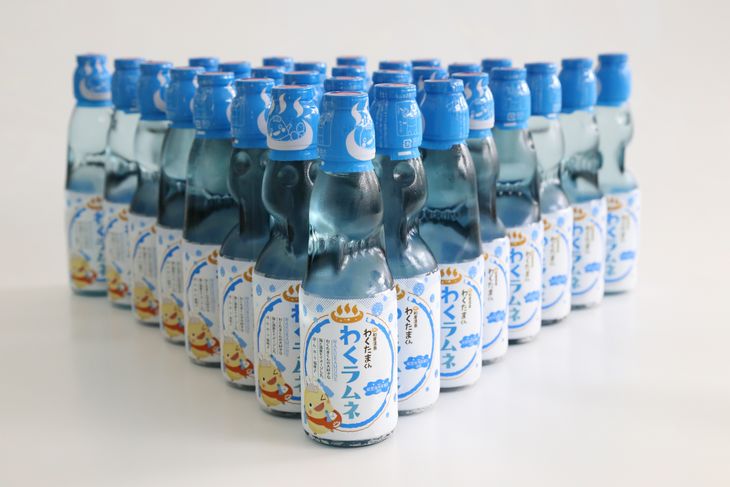 能登海洋深層水配合　和倉温泉わくたまくん「わくラムネ」 200ml×30本◆｜海洋深層水 炭酸飲料 ラムネ ガラス瓶 ビー玉 子供会 縁日 お祭り ※着日指定不可