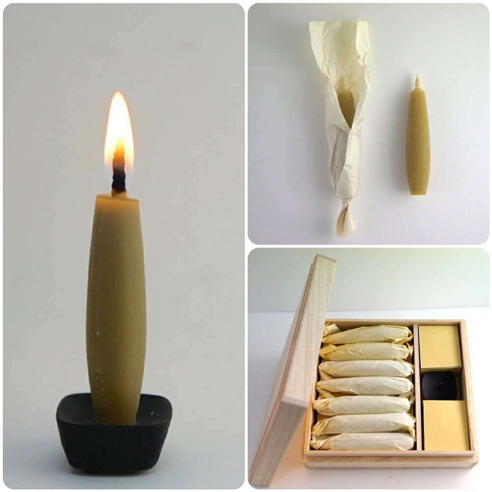 七尾和ろうそく「ろうそく等伯３号7本 こま燭台セット」