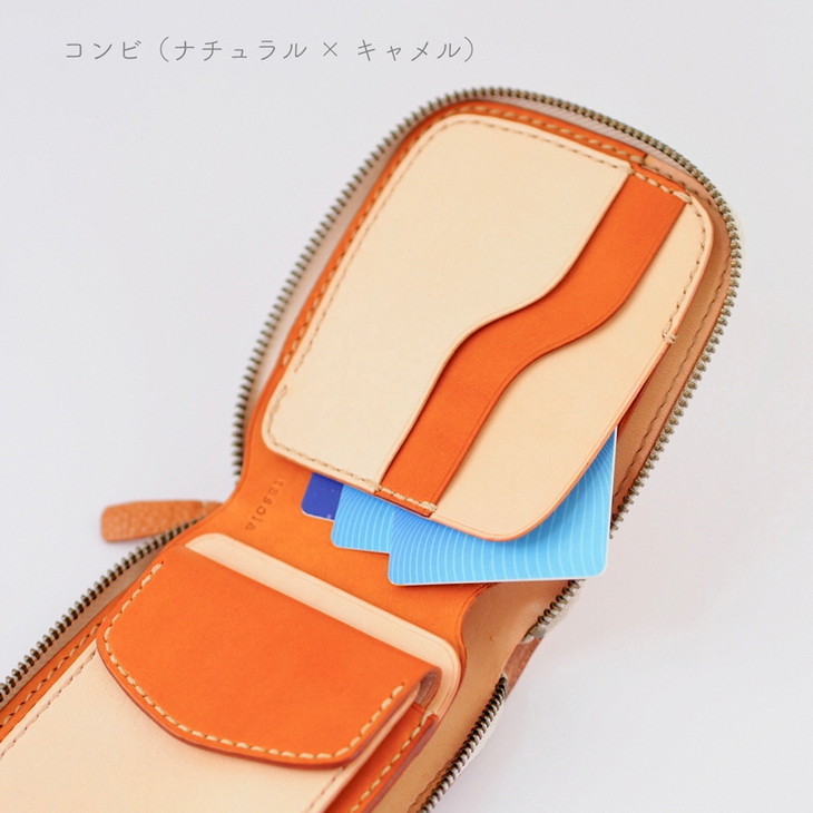 丸いお財布　本革　ハンドメイド　財布