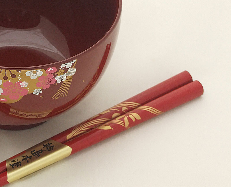 山中塗花嫁お椀と輪島塗お箸セット【能登の花嫁のれんオリジナル】プレゼント ギフト 結婚祝い 新婚 伝統工芸 蘭