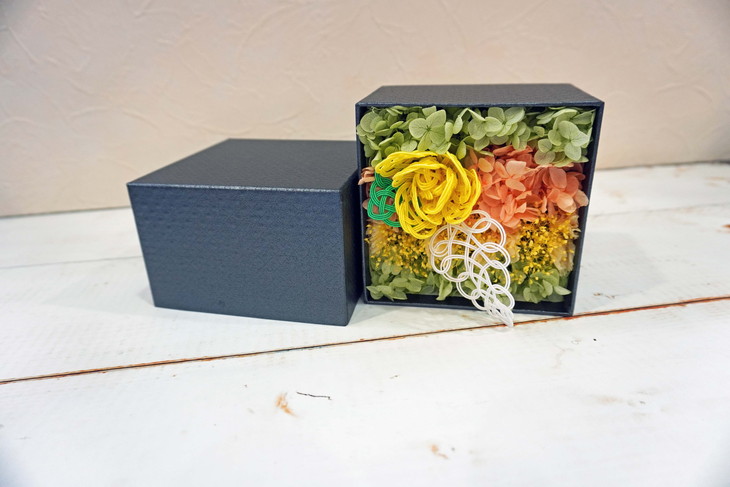 水引BOXプリザーブドフラワー（イエロー）