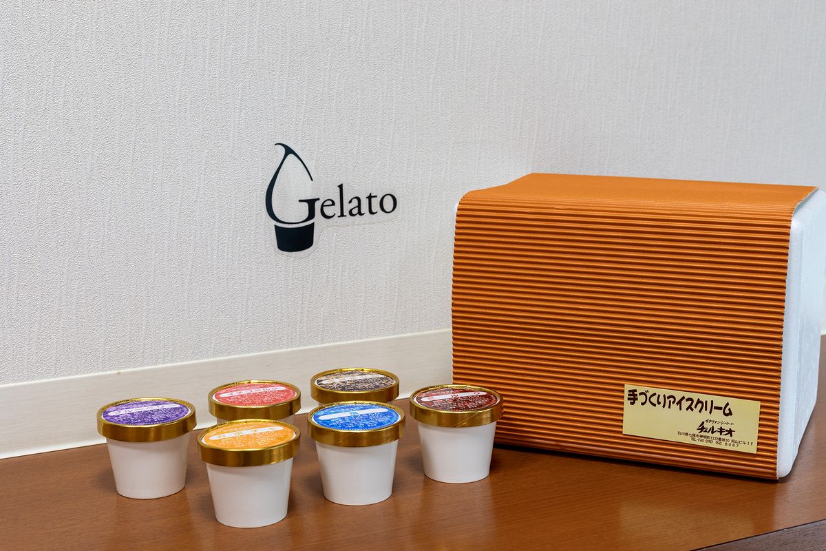 スイーツ　/チェルキオ 能登生乳 ジェラート セット 12個入り（ミルク・塩・ブルーベリー・イチゴミルク・キナコ・カボチャ 各2個）