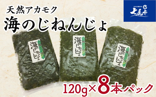 魚介類 海藻 /能登半島七尾産 天然アカモク「海のじねんじょ」（120ｇ×8パック）無着色 冷凍