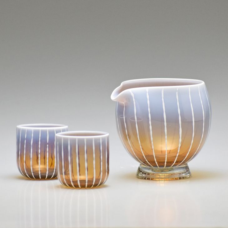 Hotto-G 耐熱燿変ガラス　酒器セット（アンバー） ※2025年3月上旬頃より順次発送予定 〇