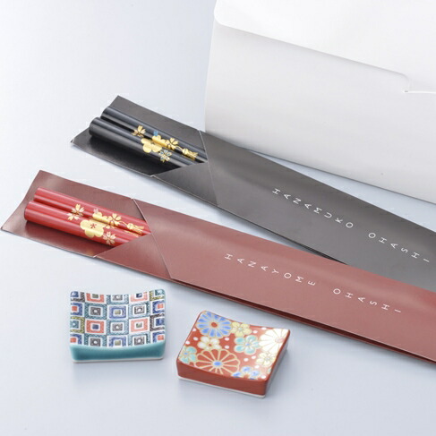 輪島塗の花嫁お箸・花婿お箸と九谷焼の箸置きセット　贈答 ギフト 結婚祝い