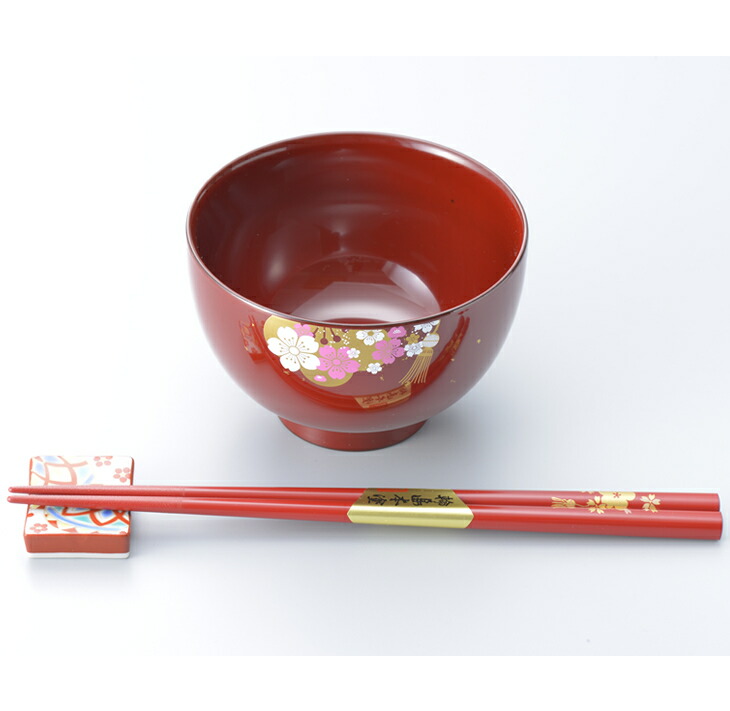 能登の花嫁3点セット（山中塗お椀1客・輪島塗お箸1膳・九谷焼箸置き1個）