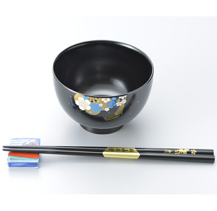 能登の花婿3点セット（山中塗りお椀1客・輪島塗お箸1膳・九谷焼箸置き1個）