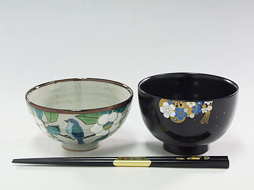 【山中塗・輪島塗・九谷焼】石川の伝統工芸　花婿3点セット（お椀・お箸・お茶碗）◇｜ 結婚祝い 贈答 ギフト 石川県 七尾市 能登 漆器 御箸 お碗 漆 箸 北陸 特産品 ※2025年4月上旬頃より順次発送予定