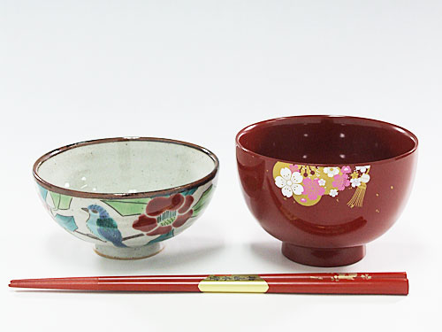 【山中塗・輪島塗・九谷焼】石川の伝統工芸　花嫁3点セット（お椀・お箸・飯椀）◇｜ 結婚祝い 贈答 ギフト 石川県 七尾市 能登 すべらない御箸 漆器 お碗 漆 箸 北陸 特産品 ※2025年4月上旬頃より順次発送予定