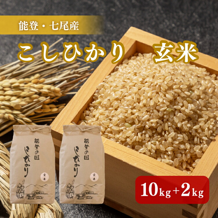 【発送時期が選べる】石川県七尾産コシヒカリ「能登の国」玄米10kg＋2kg（6kg×2袋）◇ 石川県 七尾市 国産 ふっくら ツヤツヤ 甘い ※2024年2月上旬～7月中旬頃に順次発送予定