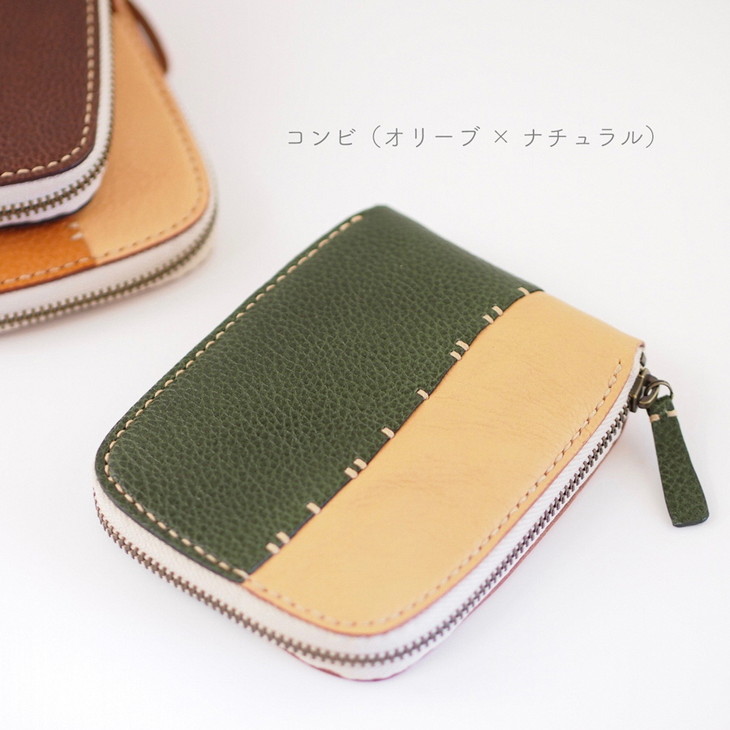 丸いお財布　本革　ハンドメイド　財布