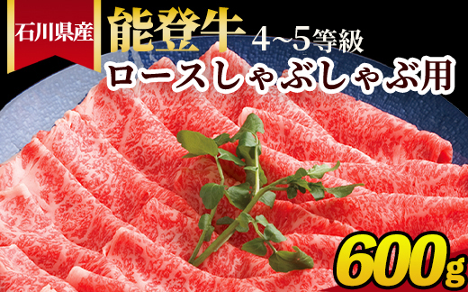 石川県産 能登牛（4～5等級）ロースしゃぶしゃぶ用 600g ※2025年1月以降に順次発送予定