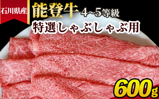 石川県産 能登牛（4～5等級）特選しゃぶしゃぶ用 600g ※2025年1月以降に順次発送予定